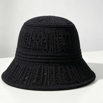 Hollow Knit Bucket Hat, Breathable Casual Sun Hat for Spring Summer
