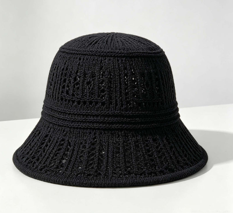 Hollow Knit Bucket Hat, Breathable Casual Sun Hat for Spring Summer