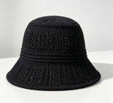 Hollow Knit Bucket Hat, Breathable Casual Sun Hat for Spring Summer