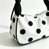 Korean Style Polka Dot Bow Underarm Crescent Bag, Commuter Shoulder Phone Mini Bag