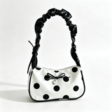 Korean Style Polka Dot Bow Underarm Crescent Bag, Commuter Shoulder Phone Mini Bag