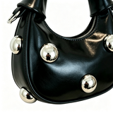 Korean Style Metal Stud Crescent Underarm Bag, Commuter Handheld Shoulder Phone Mini Bag