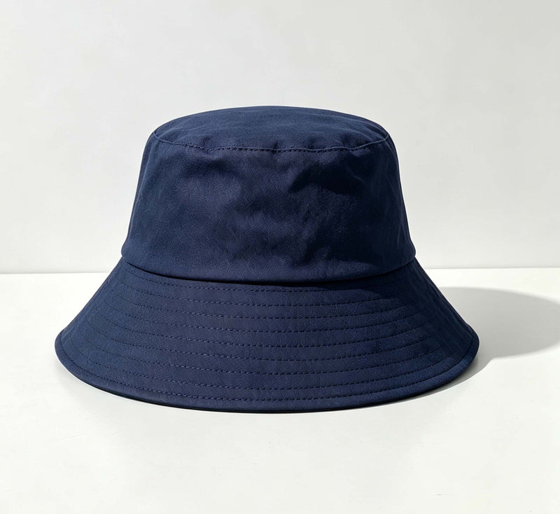 Navy Wide Brim Bucket Hat, Korean Versatile Sun Hat for Spring Summer