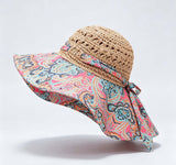 Paisley Print Wide Brim Vacation Sun Hat