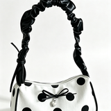 Korean Style Polka Dot Bow Underarm Crescent Bag, Commuter Shoulder Phone Mini Bag